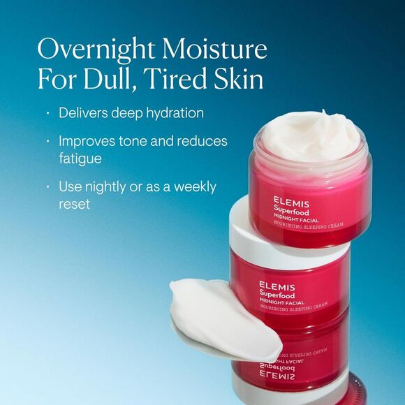 ELEMIS Superfood Midnight Moisturizer Face Cream Facial For Dry Skin - Picture 2 of 5
